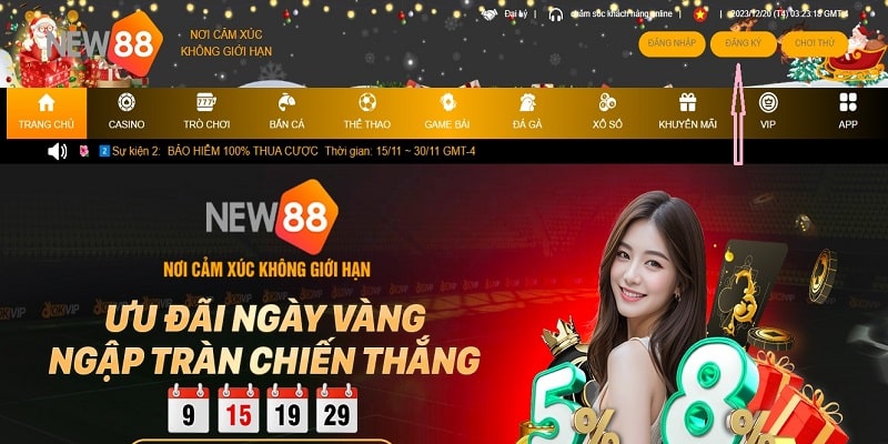 Bước 1 đăng ký New88