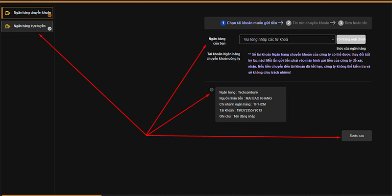 Bước 2 nạp tiền New88